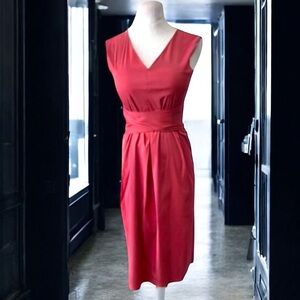 Max Mara Cotton Blend Tie Zip Back Dress Size 4